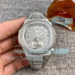 Swiss Replica Patek Philippe Nautilus All Silver Diamond Watch 40mm